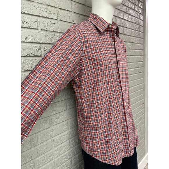Ralph Lauren Men Custom Fit Red Stripe Plaid Button Down Long Sleeve Shirt Size - Picture 6 of 9